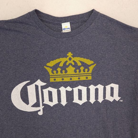 Corona Crew Neck Short Sleeve T Shirt Adult Mens Size Large L Navy Blue - Picture 1 of 9